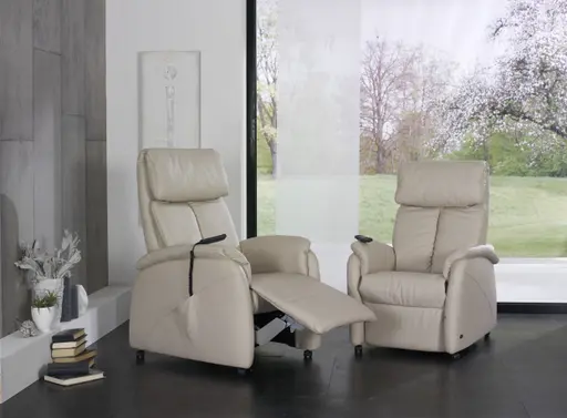 Fernsehsessel EM Göttingen - Relaxfunktion (1-motorisch), Leder, Hellbraun