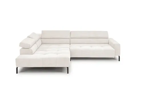 Ecksofa COLLEEN 2.0 - Ecke links und 2-Sitzer, Sitzvorzug motorisch, Feincord, Weiß