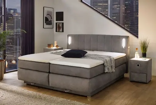 Boxspringbett- Liegefläche ca. 180x200 cm, Stoff, Grau