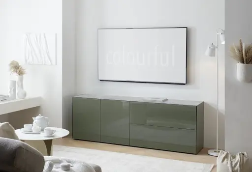 Lowboard - B ca. 181 cm, Olivgrün, Keramikoptik