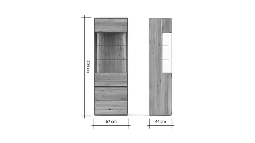 Vitrine Hillsboro - inkl. Beleuchtung, Anschlag Links, Wildeiche natur, geölt