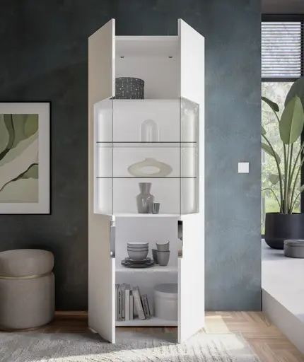 Vitrine- inkl. LED-Beleuchtung, Weiß