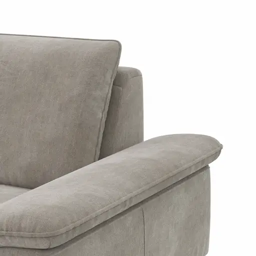 Ecksofa Tulsa KS - 1,5-Sitzer mit Anstellhocker links, Spitzecke und 2,5-Sitzer rechts, Stoff, Graubeige