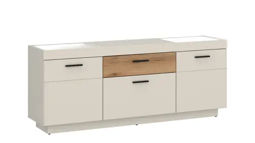TV-Lowboard - mit Beleuchtung, B ca. 150 cm, Kaschmir, Coast Evoke Eiche Nachbildung