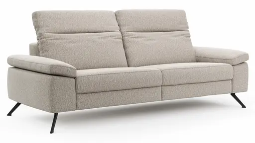 Sofa Rafaela 2.0 - 3-Sitzer inkl. Kopfteil verstellbar, Stoff, Champagner