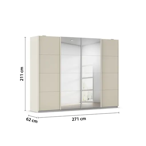 Schwebetürenschrank RIKK- B ca. 271 cm, Champagner, Spiegel