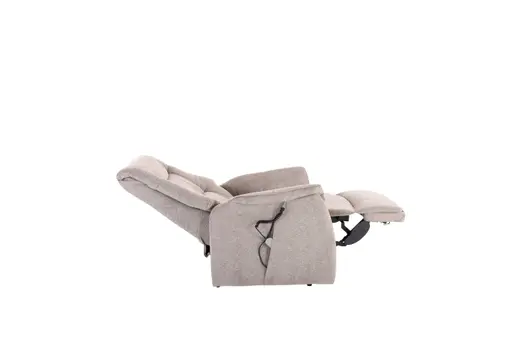 TV-Sessel MALEK - Aufstehhilfe, Relaxfunktion, Kopfteilverstellung, Stoff, Hellbraun