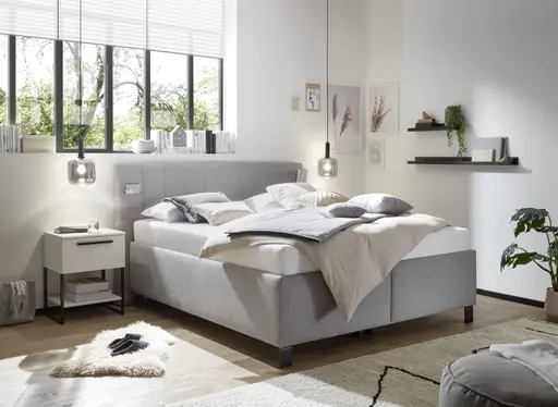 Polsterbett - Liegefläche ca. 180x200 cm, Stoff, Grau