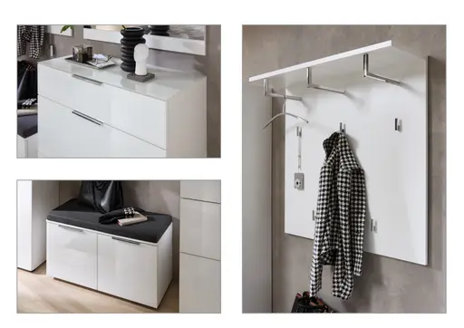 Garderobe - inkl. Sitzkissen, Weiß