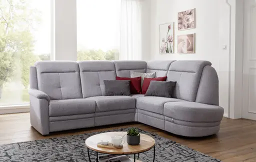 Ecksofa - 2-Sitzer mit Ecke rechts, Stoff, Silber