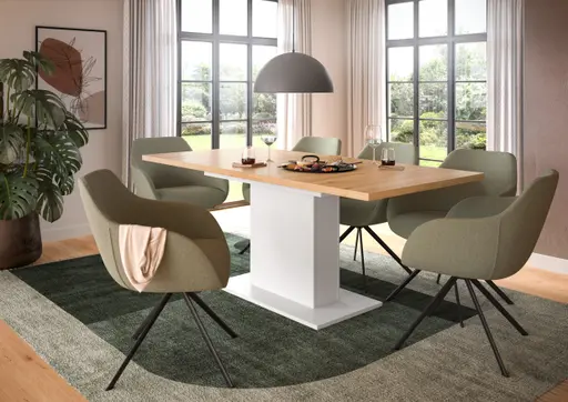 Esstisch - ausziehbar, LB ca. 150x90 cm, Artisan Eiche Nachbildung, Weiß