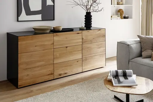 Sideboard Jan - Wildeiche massiv, Metall