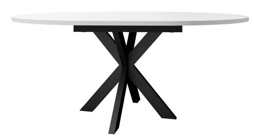 Esstisch - ausziehbar, Ø/H ca. 130x75 cm, Weiß, Schwarz