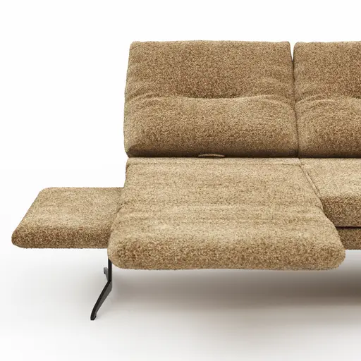 Ecksofa Lucero 2.0 - 2-Sitzer mit Longchair rechts inkl. Sitztiefenverstellung, Drehsitz und Sitztiefe verstellbar, Stoff, Cognac