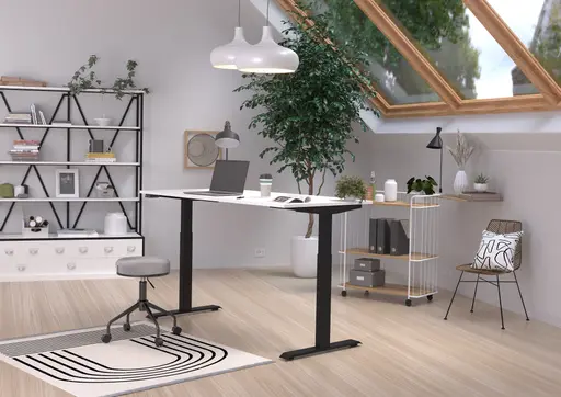 Schreibtisch GELI - höhenverstellbar, LB ca. 160x80 cm, Weiß, Schwarz