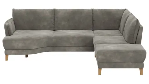 Sofa Stamford - 3,5-Sitzer, Bogen links mit Ecksofa 2-sitzig und Abschlusshocker Rechts, Stoff, Anthrazit