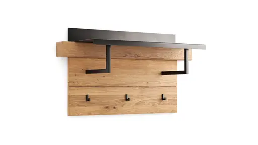 Wandpaneel Blackpool - Eiche massiv mit Metall schwarz