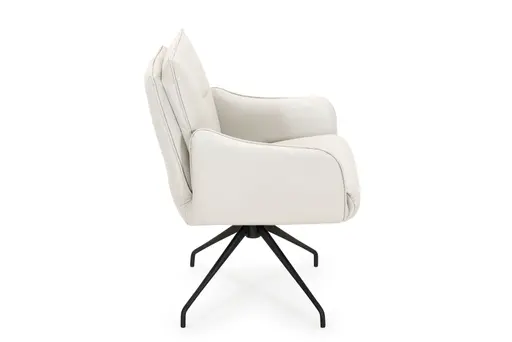 Armlehnstuhl - drehbar, Leder, Silbergrau