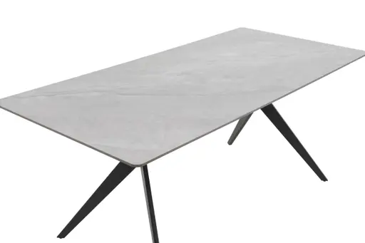 Esstisch - LB ca. 180x90 cm, Marmoroptik grau, Schwarz