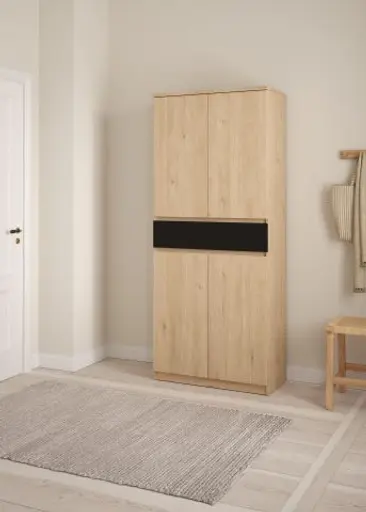 Schuhschrank - B ca. 81 cm, Jackson Hickory Nachbildung, Schwarz