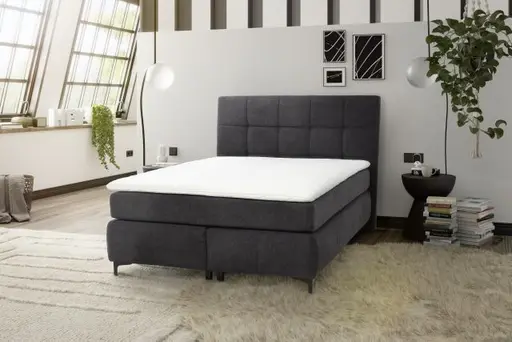 Boxspringbett- Ligefläche ca. 140x200 cm, Stoff, Schwarz