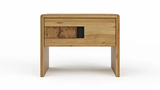 Nachttisch Baltimore - Rechts, Wildeiche massiv, mit Hirnholzeinsatz