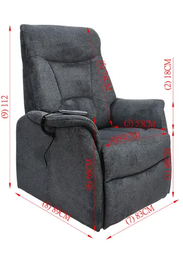 TV-Sessel MAILO - Aufstehhilfe, Relaxfunktion, Kopfteilverstellung, Stoff, Dunkelgrau