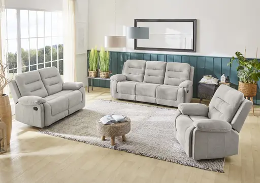 Sofa - 3-Sitzer, Relaxfunktion, Stoff, Grau