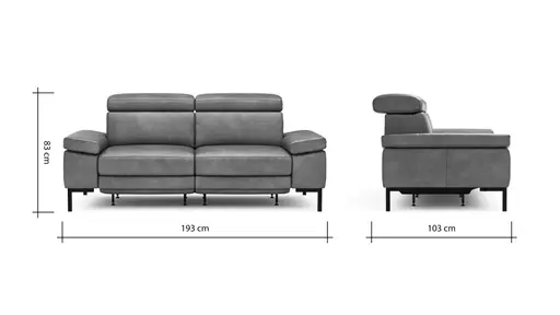 Sofa Hudson - 2,5-Sitzer, inkl. Relaxfunktion (motorisch) und Kopfteil/Armlehnen verstellbar, Leder, Braungrün
