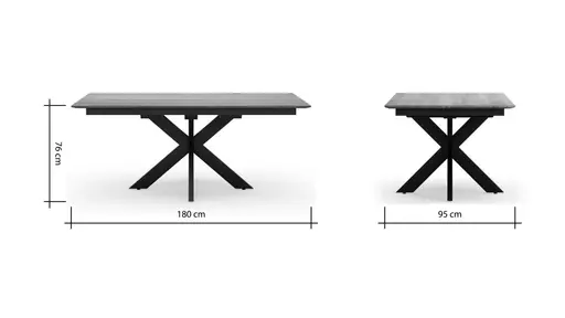 Esstisch Liora - ausziehbar, LB ca. 180x95 cm, Wildeiche massiv, natur geölt
