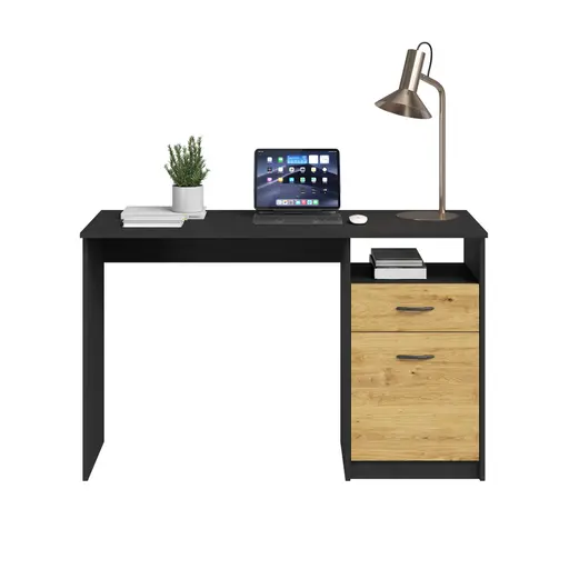 Schreibtisch- LB ca. 123x50 cm, Grau, Eiche Dekor