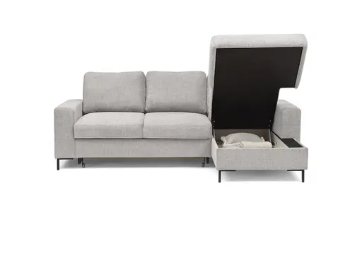 Ecksofa - 2-Sitzer mit Longchair rechts, Stoff, Sibergrau