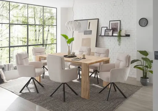 Armlehnstuhl - drehbar, Cord, Hellbeige