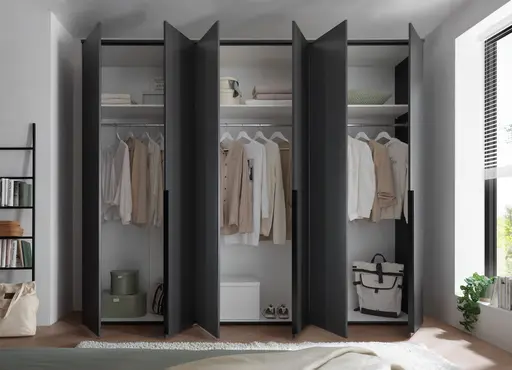 Drehtürenschrank- B ca. 270 cm, Graphit