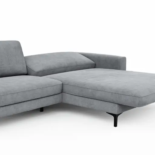 Ecksofa Oviedo - 1,5-Sitzer mit Longchair rechts inkl. Relaxfunktion (motorisch), Stoff, Grau