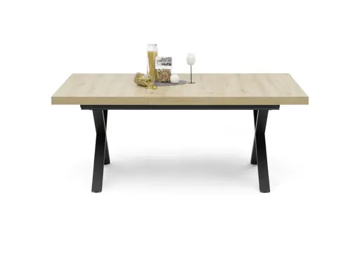 Esstisch - ausziehbar, LB ca. 200x100 cm, Asteiche, Schwarz