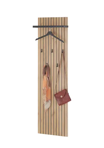 Garderobenpaneel - B ca. 46 cm, Navarra Eiche Nachbildung, Schwarz