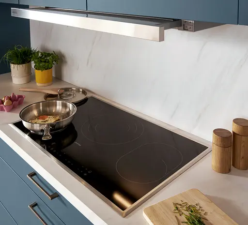 Inselküche 51.230 13 525, Stahlblau matt