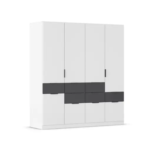 Drehtürenschrank RAAS- B ca. 181 cm, Weiß, Dunkelgrau