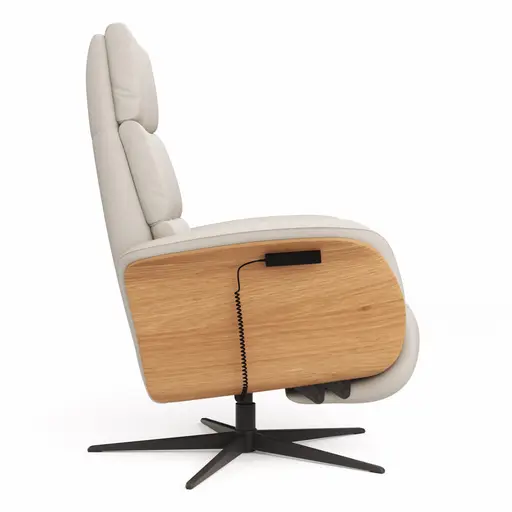 Relaxsessel Amila - Größe L, inkl. 4-motorischer Relaxfunktion und Aufstehhilfe, Leder, Silbergrau