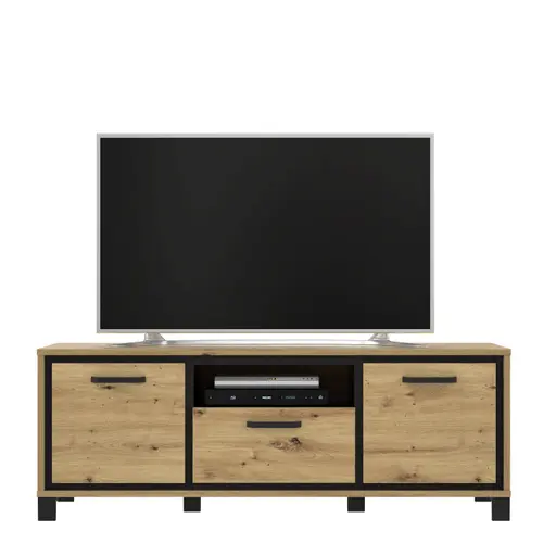 TV-Unterschrank FARIDA - Eiche Dekor, Schwarz