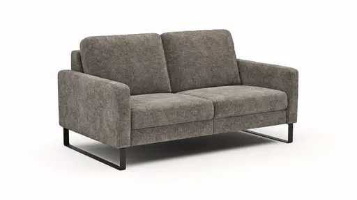 Sofa Enna - 2,5-Sitzer, Armlehne A, Stoff, Graubraun, Kufe, Schwarz
