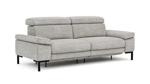 Sofa Hudson - 3-Sitzer inkl. Relaxfunktion (motorisch) und Kopfteil/Armlehnen verstellbar, Stoff, Hellgrau