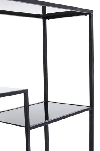Regal- B ca. 115 cm, Stahl, pulverbeschichtet, Schwarz, Glas, Schwarz