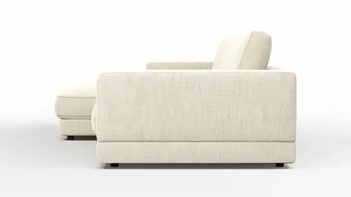 Ecksofa Juni - Longchair links mit 1,5-Sitzer, Stoff, Natur