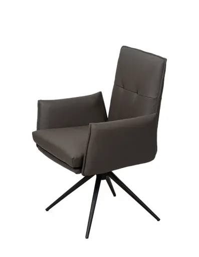 Armlehnstuhl MARCELLA - drehbar, Leder, Dunkelbraun