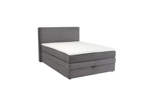 Boxspringbett JANETT- Liegefläche ca. 140x200 cm, Stoff, Grau