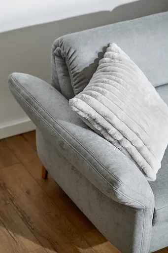 Ecksofa Jacksonville - 3-Sitzer medium, Eckelement mit Abschlussteil rechts, inkl. Relaxfunktion (motorisch) und Armlehne verstellbar, Stoff, Hellblau