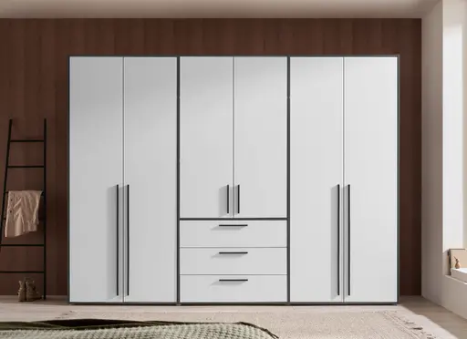 Drehtürenschrank- B ca. 270 cm, Graphit, Weiß