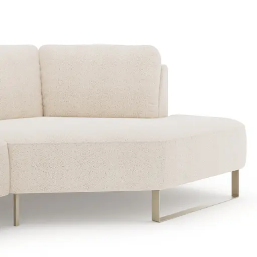 Ecksofa Leona - 2,5-Sitzer mit Ecke rechts, Stoff, Creme